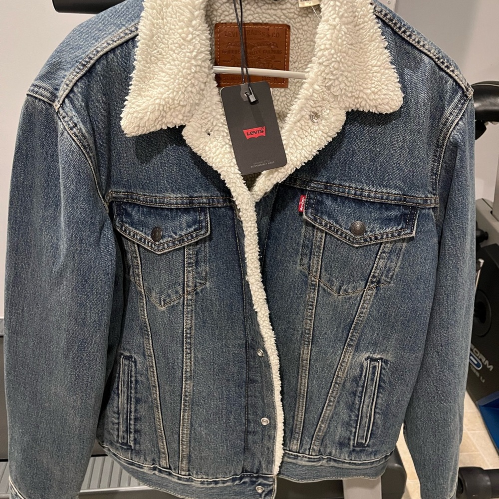 Levi's Blue Denim Sherpa Jacket